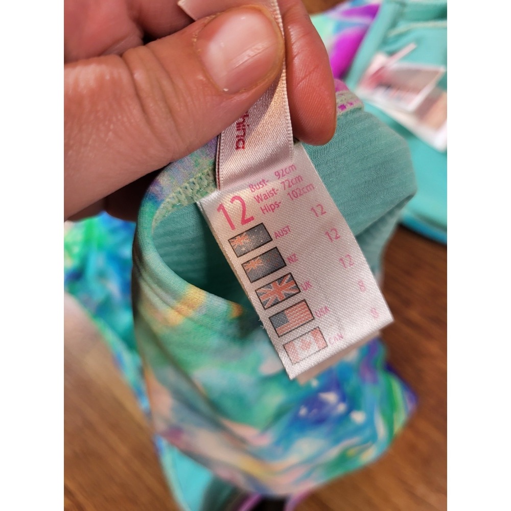 2Chillies Bikini Set Women Top 8 Bottom 12  Pink Purple Tie Dye  Swimsuit Bikini - Picture 4 of 6